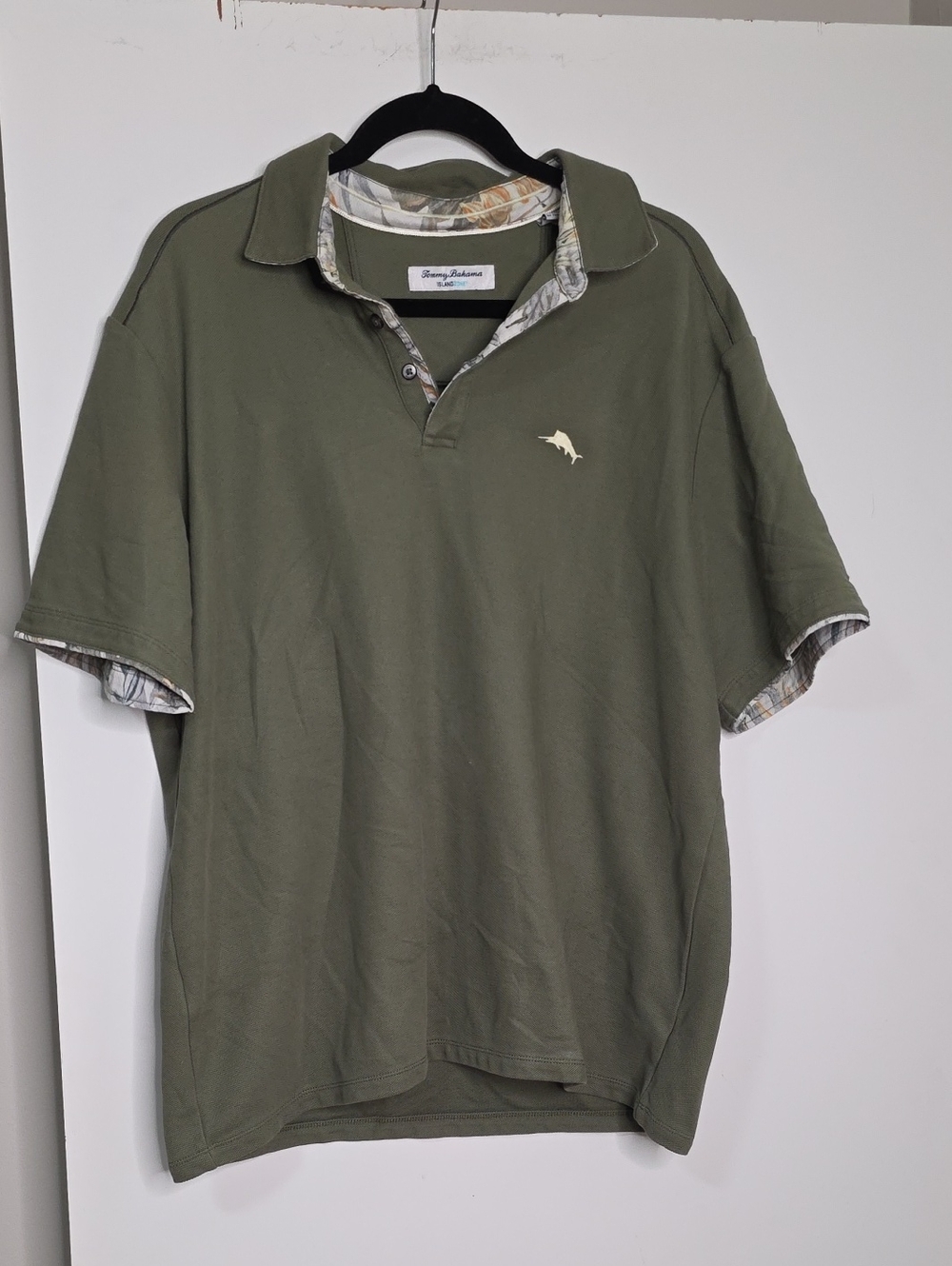 Tommy Bahama Olive Green Polo with Contrast Trim